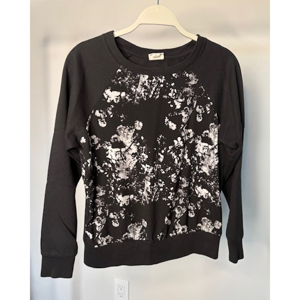 Converse One Star Womens Black White Abstract Graphic Raglan Sweatshirt Large